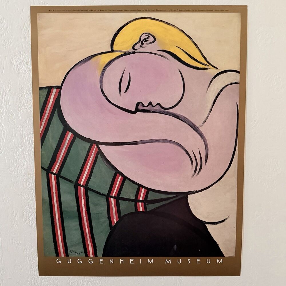 Vtg Pablo Picasso Guggenheim Museum Poster Print Woman with Yellow Hair 24x18.5”